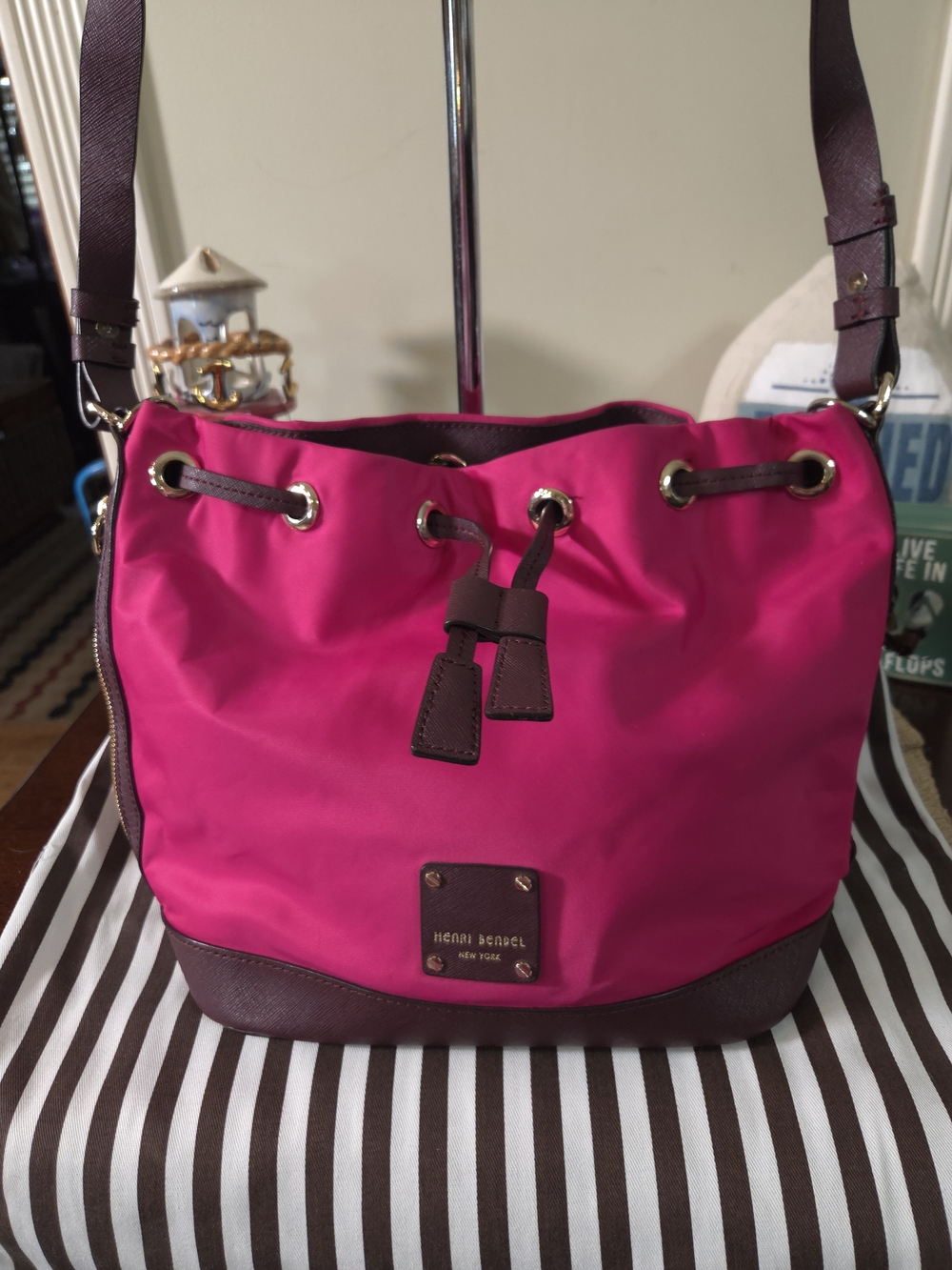 NWOT Henri Bendel Hot Pink Bucket Crossbody